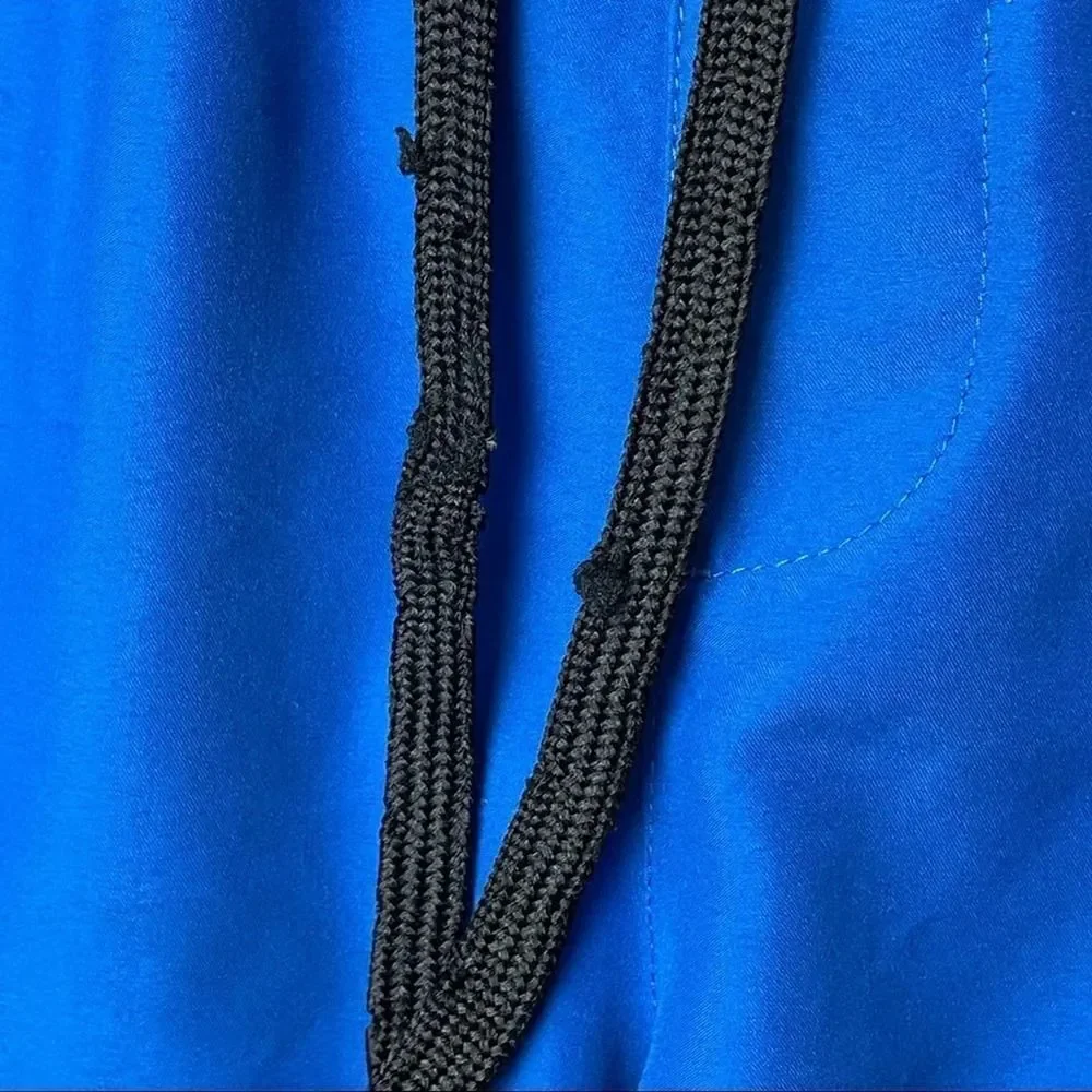 Adidas Solid Royal Blue White Track Stripes Swim Trunks w/ Pockets Drawstring L